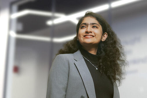 Imperial Full-Time MBA student in a lecture theatre on campus in London
