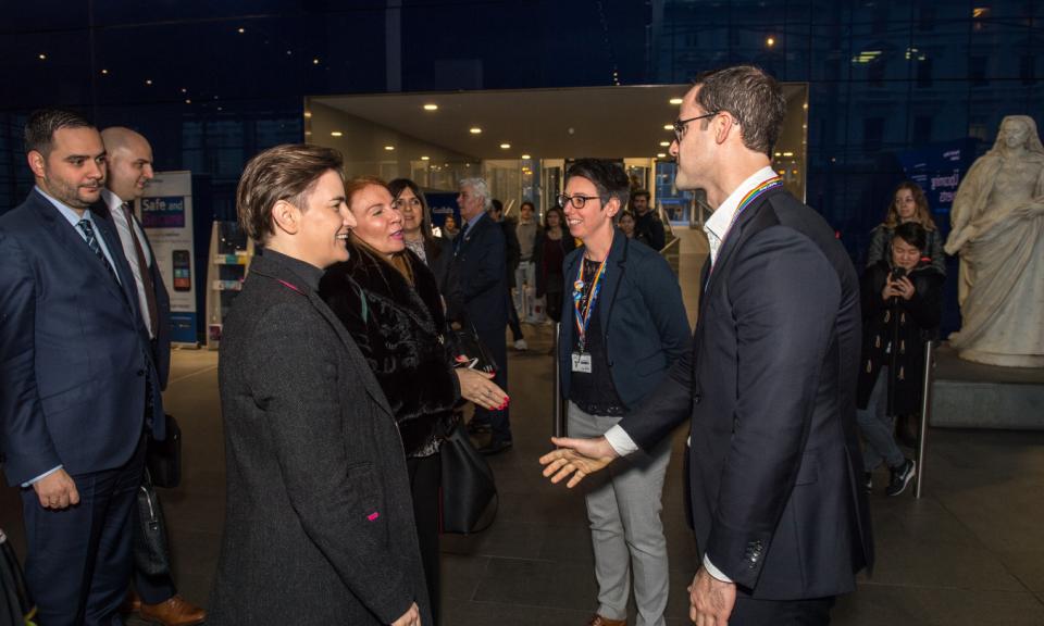 Imperial 600 Avi-Chairs shaking hands with the PM and the Serbian Ambassador.