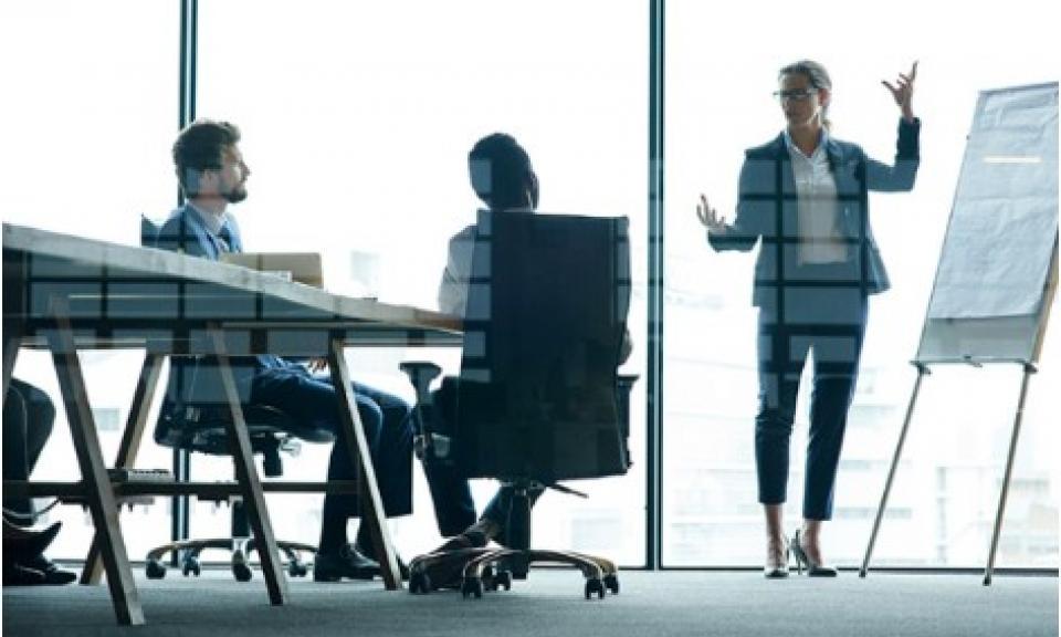 Business meeting with white board