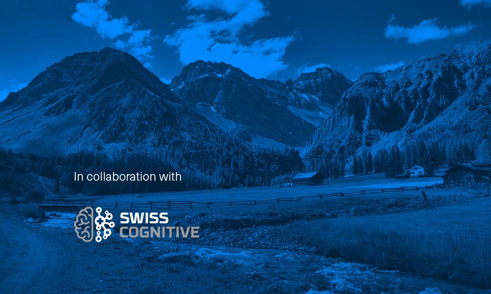 Mountains in Davos with Swiss Cognitive logo