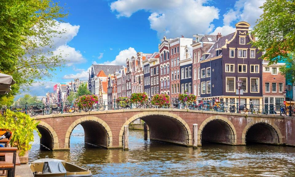 The city of Amsterdam, Netherlands in the day