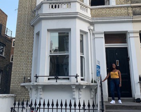 Brianna Johnston outside her home in London