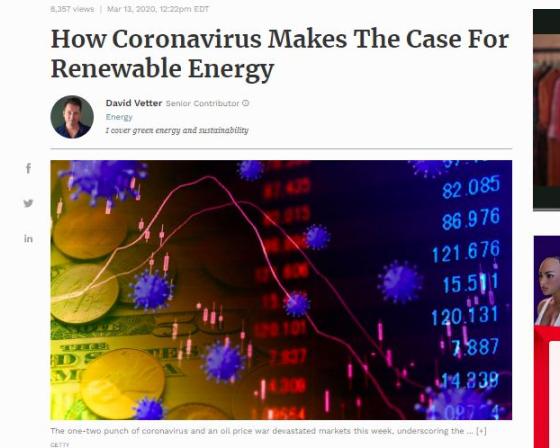 Forbes - How Coronavirus Makes The Case For Renewable Energy 