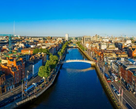 The city of Dublin, Ireland in the day
