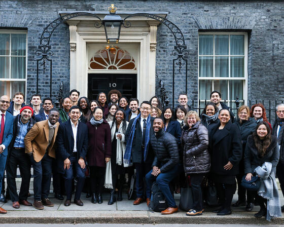 Imperial students outside 10 Downing Street