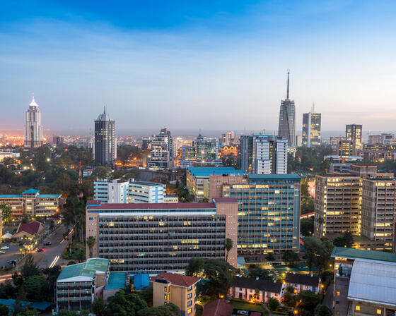 Modern Nairobi cityscape - capital city of Kenya