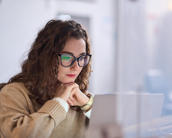 Student working on laptop