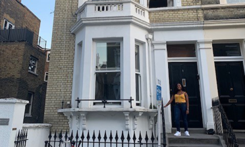 Brianna Johnston outside her home in London