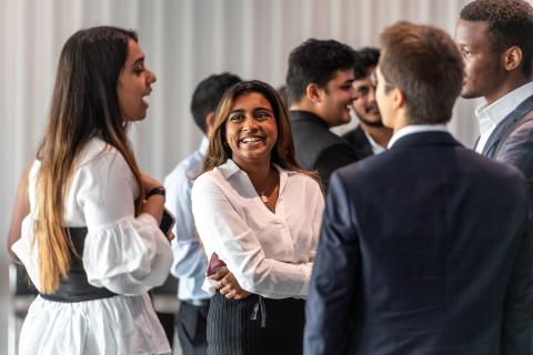 Students laughing in a group