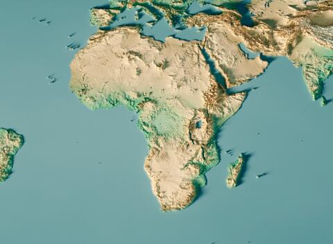 Africa continent 3D render topographic map