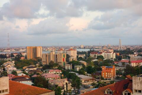 The skyline of Lagos, Nigeria in the early evening