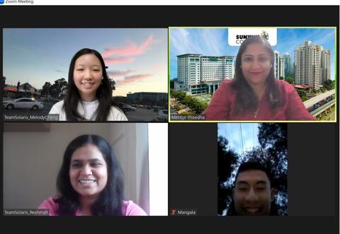 Imperial student Mangala on zoom call with other students
