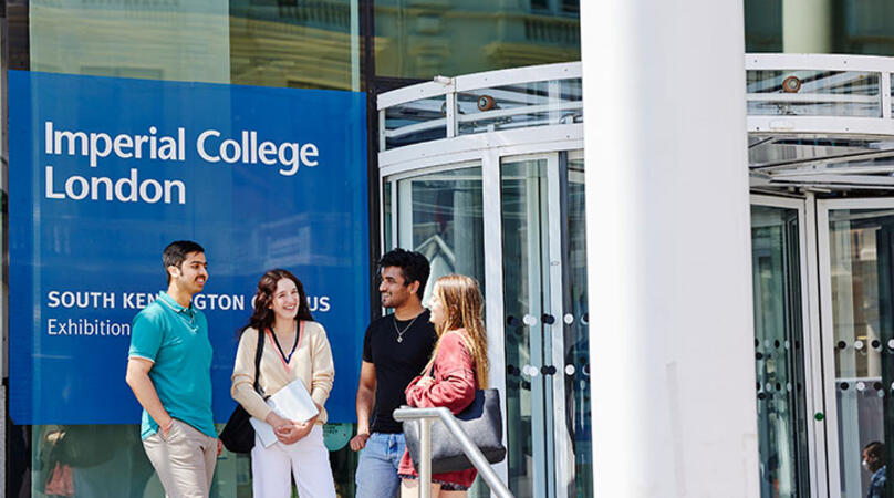 Four students in front of Imperial College London