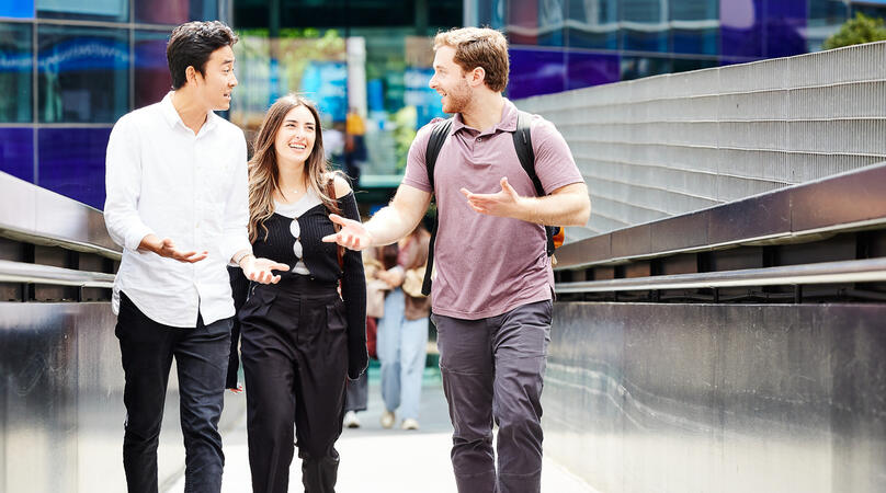 Students walking in Dalby Court