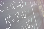Blackboard with mathematical symbols