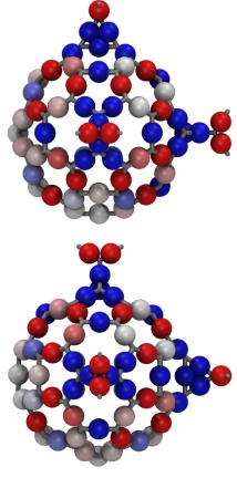 Visualisation of the bond length contraction / expansion in a methano-tris adduct of C60 fullerene
