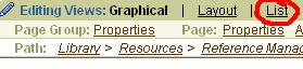 screenshot showing link to Editing View: List