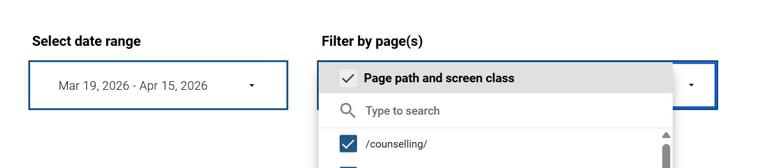 Filter by page feature