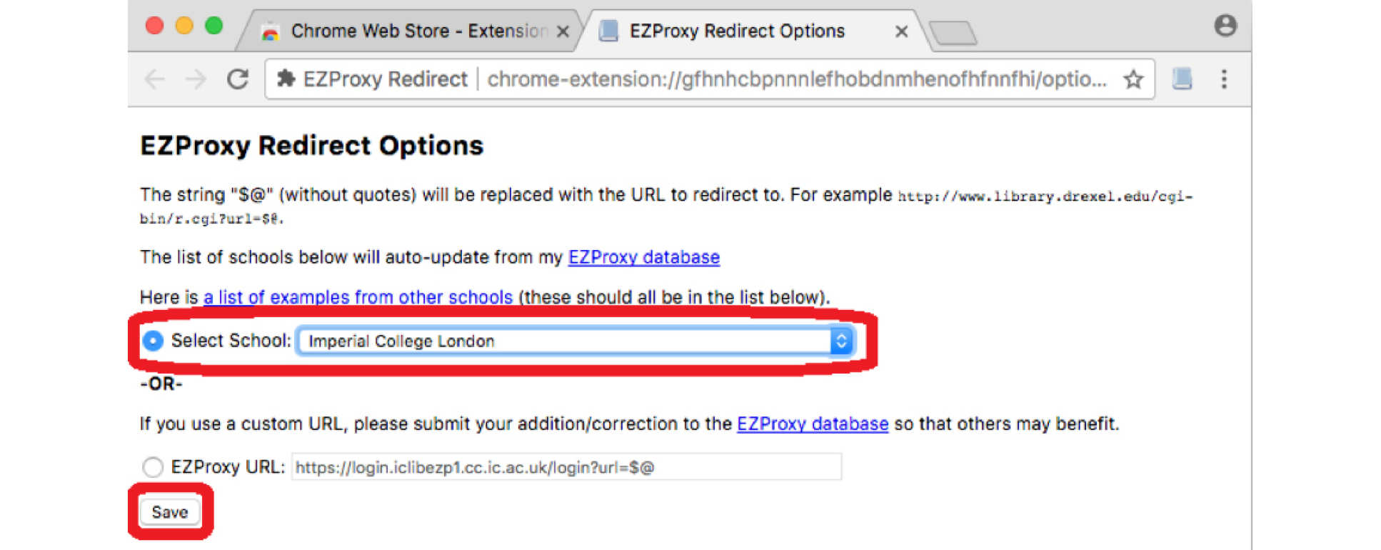 Chrome EZproxy