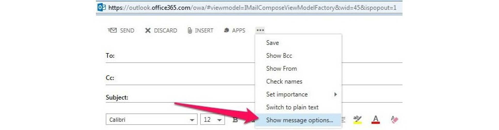 Show message options