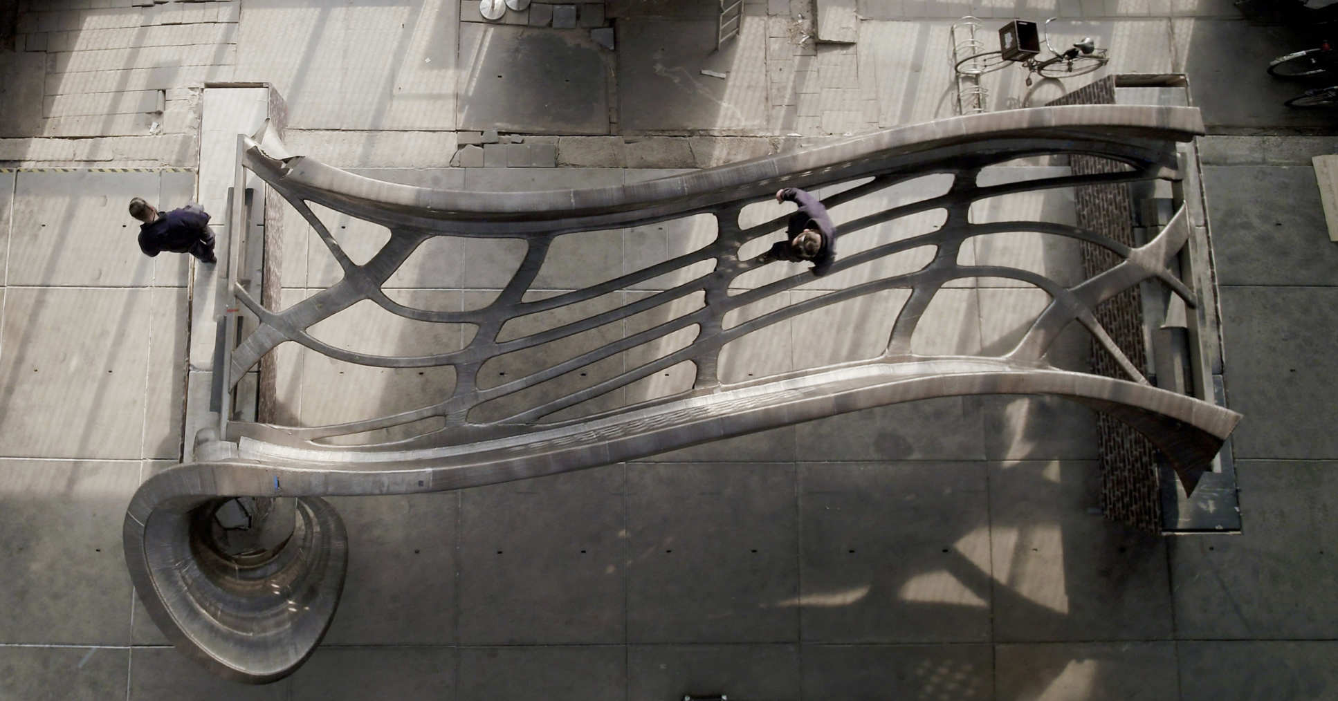 Bird's eye view of the 3D printed bridge 