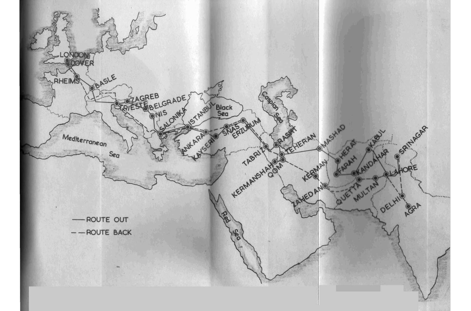 The route from London to Kashmir