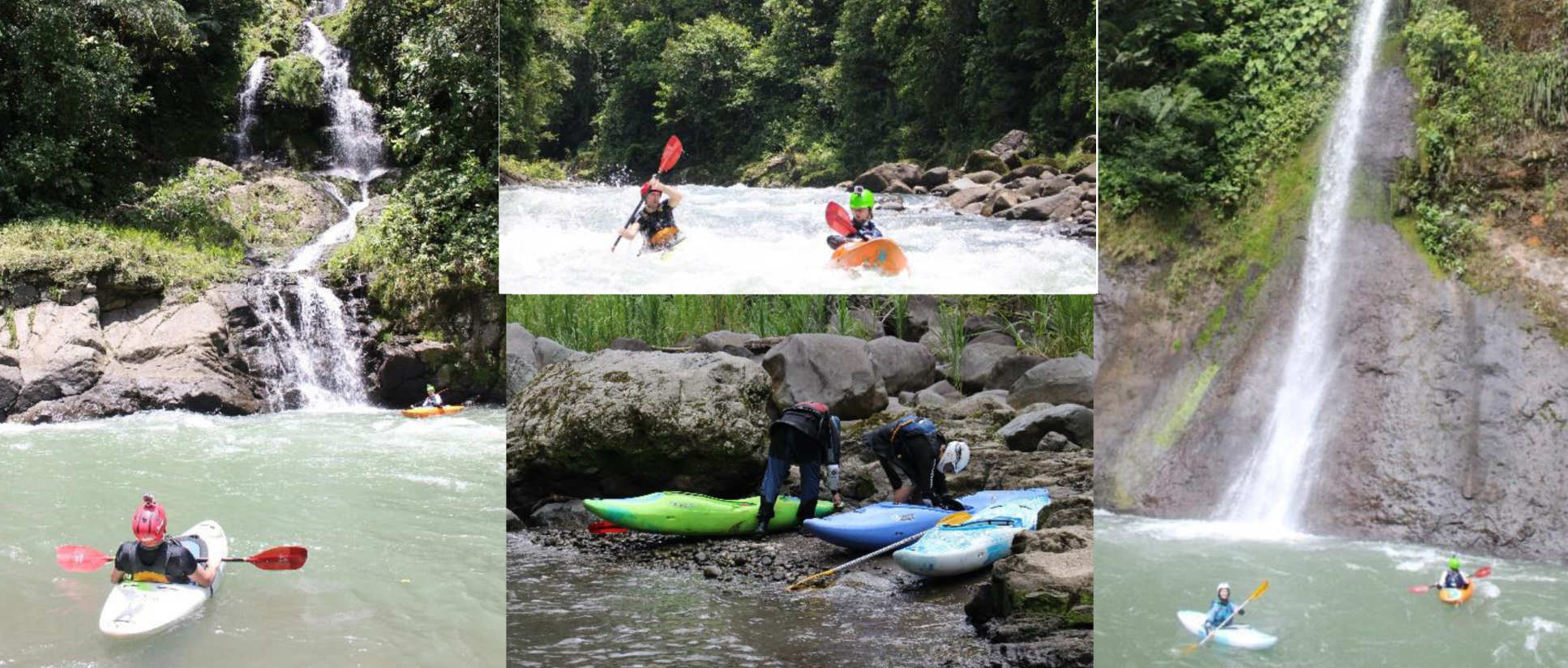 The team kayaking