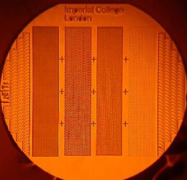 Fig 1. One of the micromachined silicon substrates 