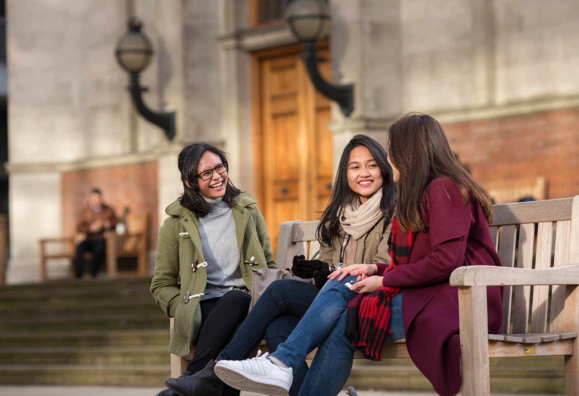 Students discussing outside at Imperial College London