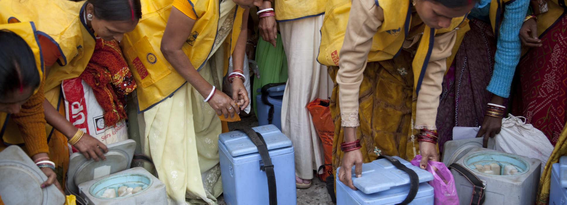 A village receiving vaccinations