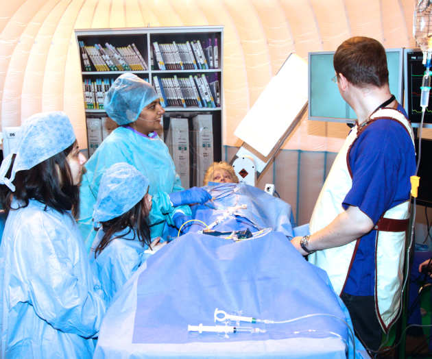 Cardiology simulation with members of the public playing the roles of clinician and patient