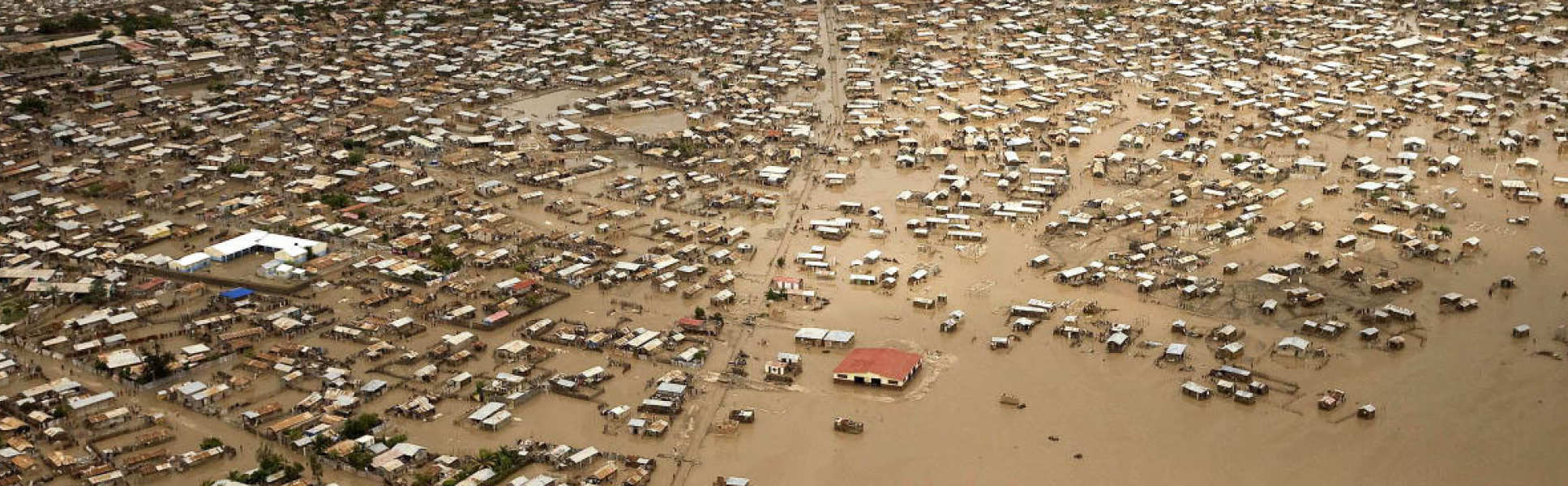 Aerial shot of Haiti flooded after a major storm