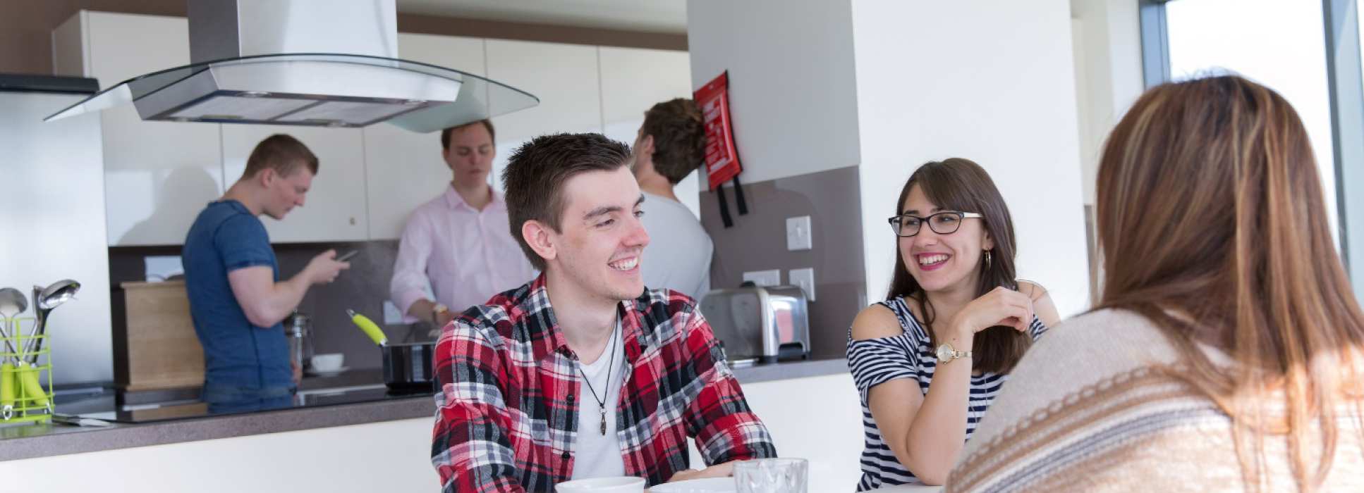 Students in kitchen at Woodward