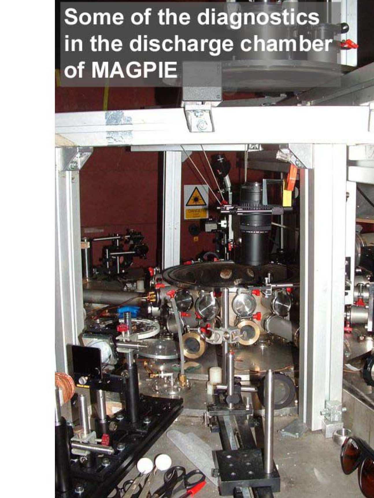 Some of the diagnostics in the discharge chamber of MAGPIE