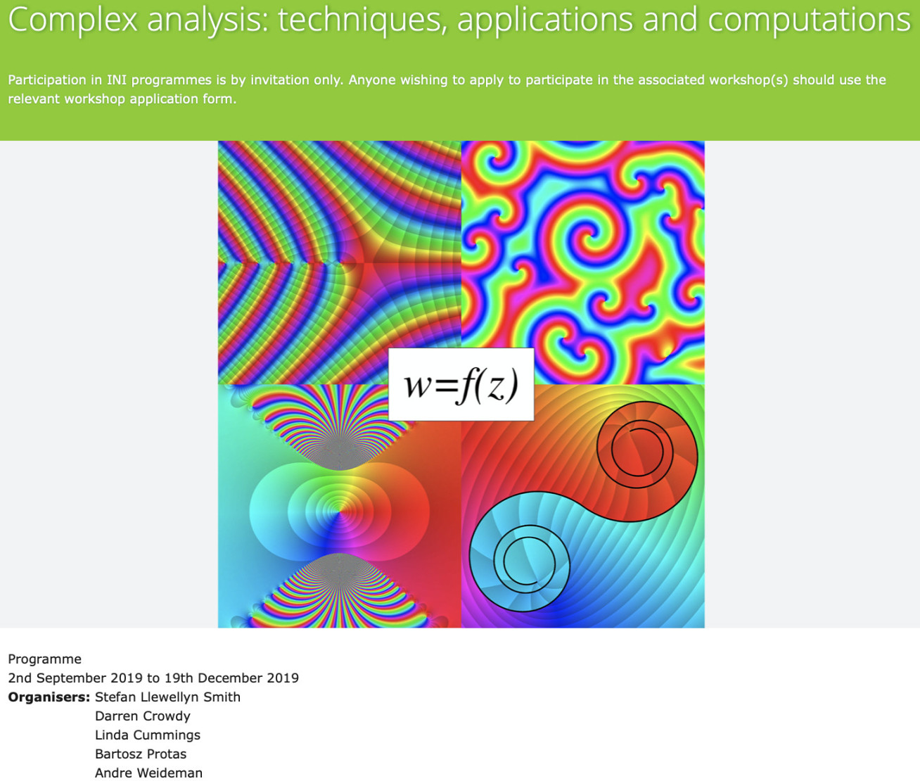 Newton Institute Workshop Sep-Dec 2019