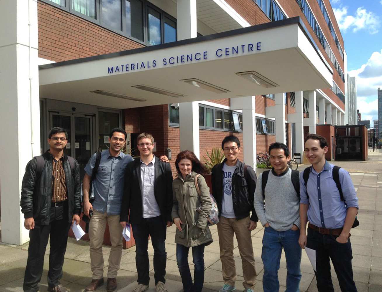 HexMat PDRAs at the Materials Science Centre, University of Manchester (left to right): Dr Rajesh Korla, Dr Hamid Abdolvand (Oxford), Dr Zoltan Szaraz, Dr Eleni Sarakinou (Manchester), Dr Terry Jun, Dr Zhen Zhang and Dr Thomas White (Imperial).