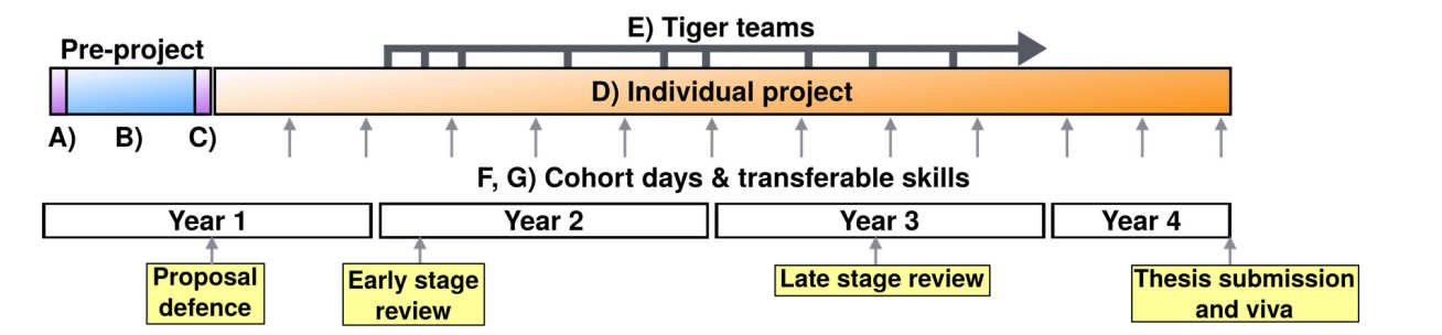 Timeline for PhD research and training activities