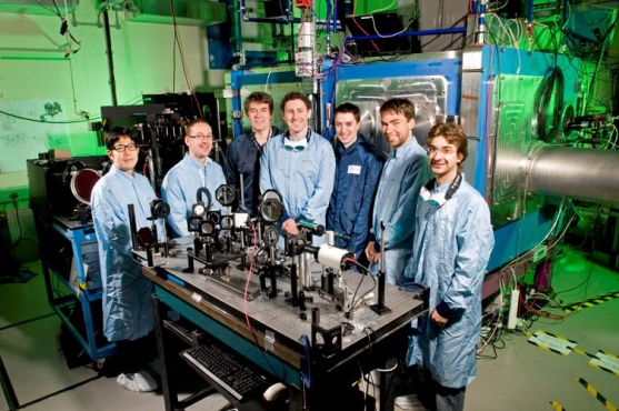 A research team from the newly formed Imperial division of the John Adams Institute for Accelerator Science working on an experiment on the Gemini High Power Laser Facility at the Rutherford-Appleton Laboratory