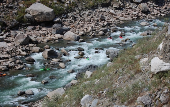 The team enjoying a steep creek about 10 miles from Machu Picchu! (Adam Holland)