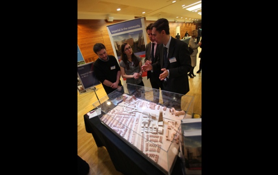 The exhibition in the Queens Tower Rooms included a scale model of the Imperial West Campus and its surrounding area.