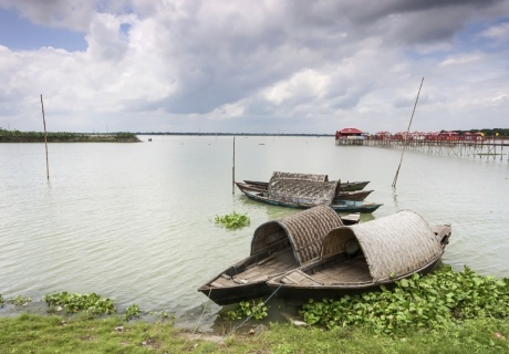Boats on the water in Dhaka, Bangladesh