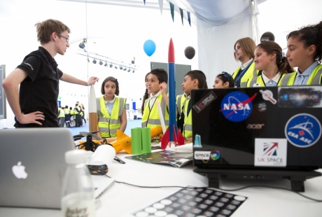 Joseph Dudley talks rocket science with children from Our Lady Of Victories school