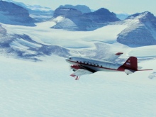 Plane flying over the glacier