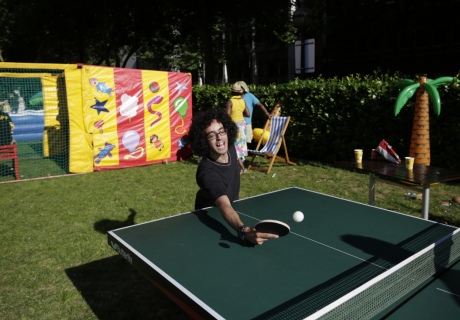 Staff playing table tennis