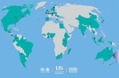Map of protected areas globally