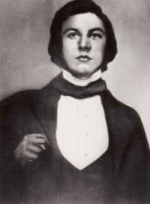 Black and white photo of a young man