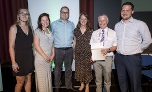 The OPAL team accepting their award from Professor Alice Gast