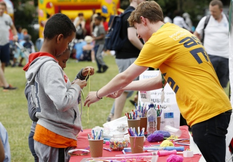 Meeting visitors at the W12 Festival