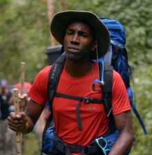 Professor Chris Jackson on an expedition in an African forest