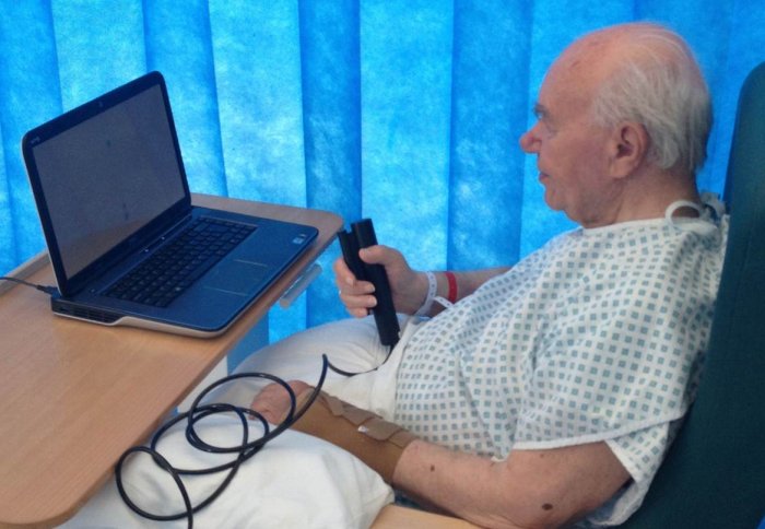 a stroke patient using the computer game.